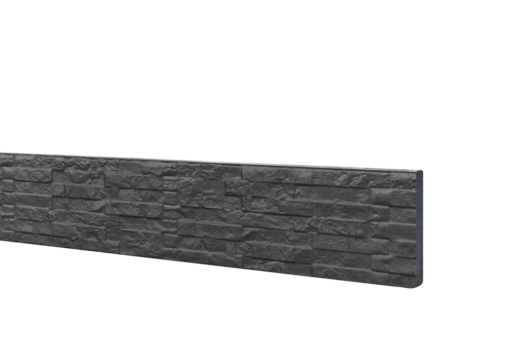 Betonplaat dubbelzijdig leisteenmotief 36 x 3,5 x 184 cm, antraciet ongecoat.