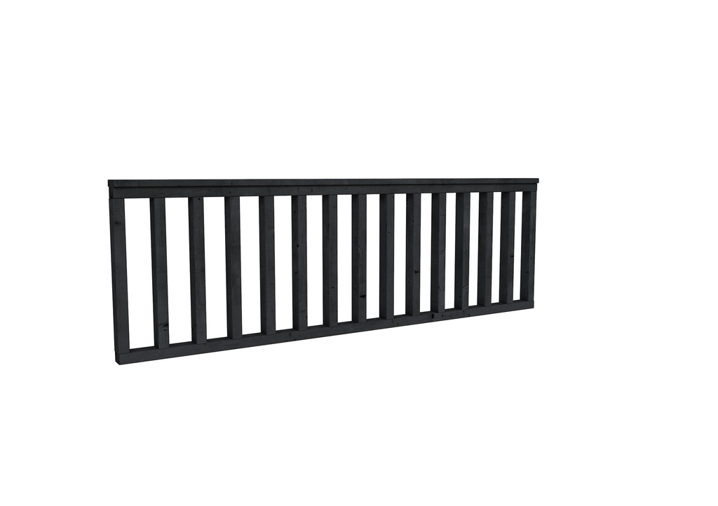 Hekwerk recht douglas type B, 228,5 x 73 cm, zwart geïmpregneerd.