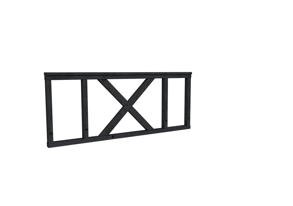 Hekwerk met kruis douglas type A, 178,5 x 73 cm, zwart geïmpregneerd.