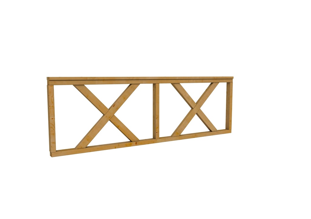 Hekwerk met kruis douglas type B, 228,5 x 73 cm, groen geïmpregneerd.