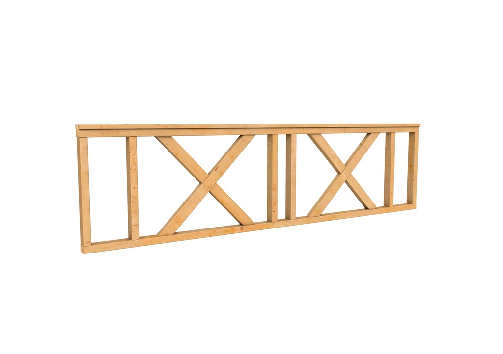 Hekwerk met kruis douglas type C, 278,5 x 73 cm, onbehandeld.