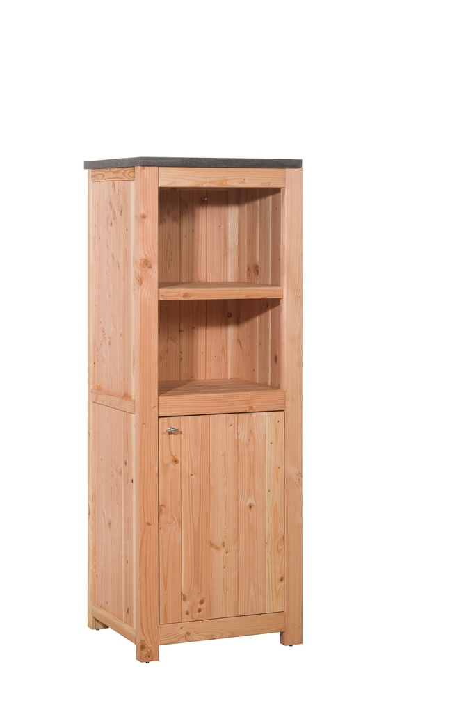 Buitenkeuken enkel 168 Excellent, 168 x 61,5 x 56 cm (HxBxD) met 3 schappen en deuren, onbehandeld.