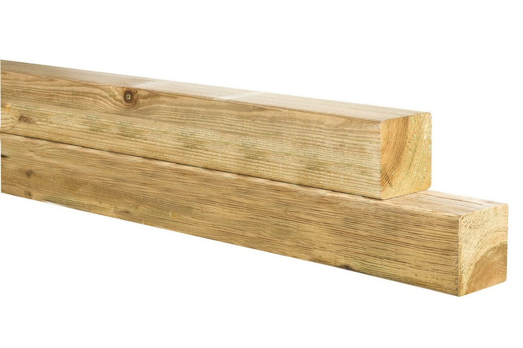 Grenen geschaafde paal 8,8 x 8,8 x 210 cm, zonder diamantkop, groen geïmpregneerd.