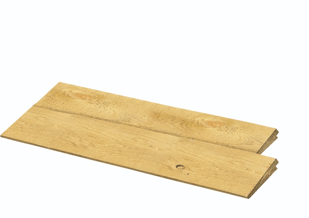 Scandinavisch vuren Zweeds rabat, 1 zijde geschaafd, 1 zijde fijnbezaagd, 1-2,1 x 14,5 x 300 cm, groen geïmpregneerd.