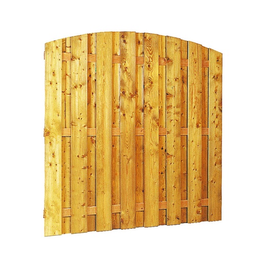 [1000052] Grenen geschaafd plankenscherm 18-planks 15 mm, 179 x 164/179 cm, verticaal toog, groen geïmpregneerd.