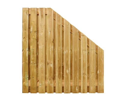 [1064127] Grenen geschaafd plankenscherm 21-planks 15 mm, 180 x 180-90 cm, verticaal, recht aflopend, groen geïmpregneerd.