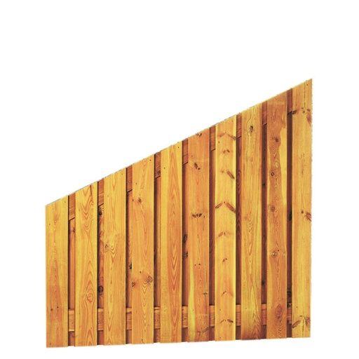 [1063108] Grenen geschaafd plankenscherm 21-planks 15 mm, 180 x 180-90 cm, verticaal, aflopend, groen geïmpregneerd.