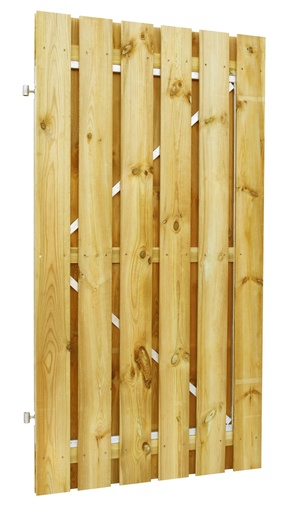 [W07550] Grenen geschaafde plankendeur op verstelbaar stalen frame 100 x 180 cm, recht, groen geïmpregneerd.