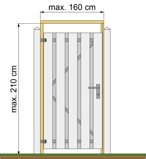 [1011339] Tuindeurkozijn geschaafd grenen met aanslaglat, max. 160 cm breed, groen geïmpregneerd.