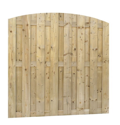 [W306207] Jumboscherm geschaafd vuren 18-planks 15 mm, 180 x 170/180 cm, toog verticaal, groen geïmpregneerd.