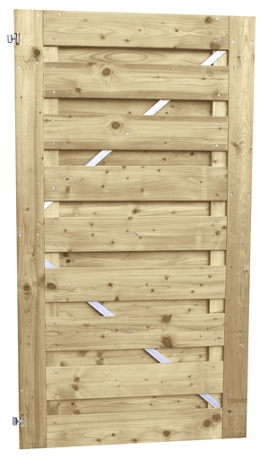 [W306310] Jumbodeur met slotgat, geschaafd vuren 15 mm op verstelbaar stalen frame 100 x 180 cm, recht horizontaal.