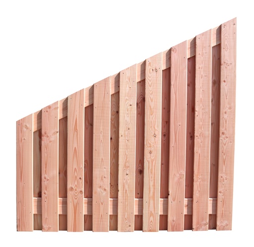 [1063114] Douglas geschaafd plankenscherm 19-planks 16 mm, 180 x 180-90 cm, verticaal recht aflopend, onbehandeld.