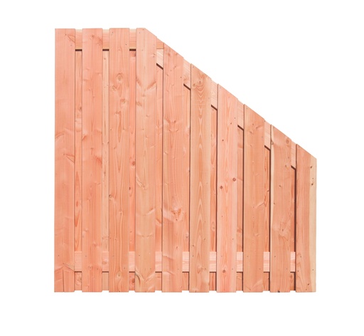 [1064126] Douglas geschaafd plankenscherm 21-planks 16 mm, 180 x 180-90 cm t.b.v. betonsysteem, recht aflopend onbehandeld.