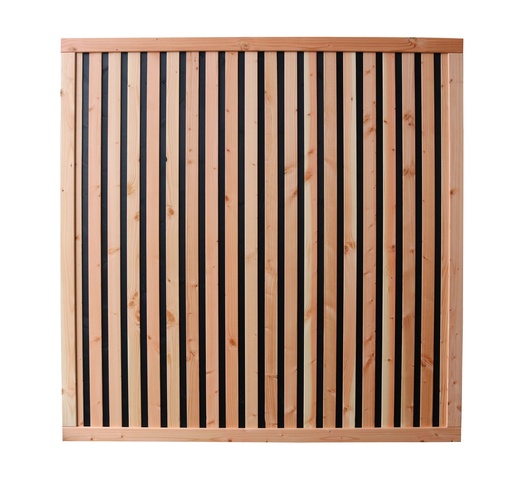[1060804] Douglas geschaafd rhombus plankenscherm met zwarte binnenkant, 180 x 180 cm, zwart/onbehandeld.