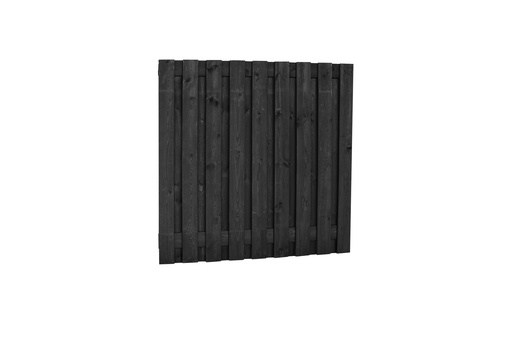 [W08088] Naaldhout geschaafd plankenscherm 19-planks 15 mm, 180 x 180 cm, recht, geïmpregneerd en zwart gedompeld.