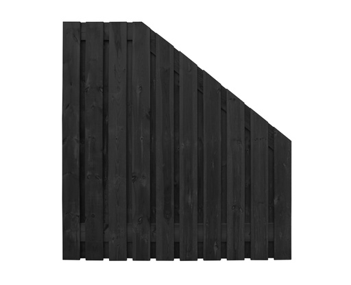 [1064312] Naaldhout geschaafd plankenscherm 21-planks 15 mm, 180 x 180/90 cm, recht aflopend, geïmpregneerd en zwart gespoten.