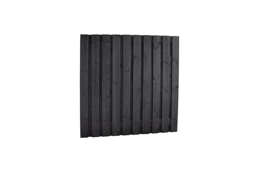 [1033626] Naaldhout geschaafd plankenscherm 21-planks 15 mm, 180 x 180 cm, recht, geïmpregneerd en zwart gedompeld.