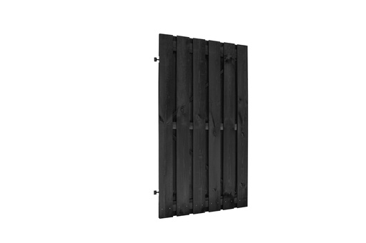 [W08086] Naaldhout geschaafde plankendeur op verstelbaar zwart stalen frame 100 x 180 cm, recht, zwart gedompeld.