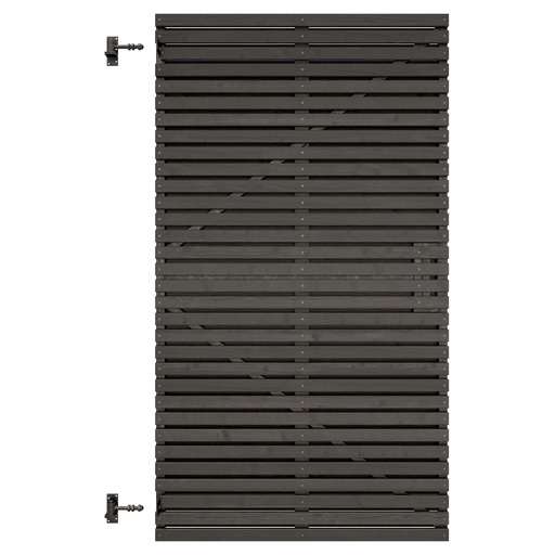 [1064425] Grenen geschaafd latten deur op verstelbaar frame, horizontaal, 178 X 99 x 5 cm, zwart gespoten.