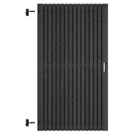 [1064426] Grenen geschaafd latten deur op verstelbaar frame, verticaal, 178 X 99 x 5 cm, zwart gespoten.