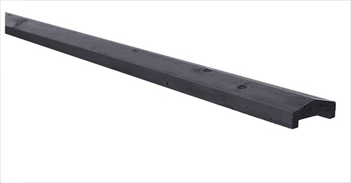 [W08090] Grenen geschaafde afdekkap met sponning (6,2 cm) 3,5 x 8,5 x 180 cm t.b.v. rechtscherm, zwart gedompeld.