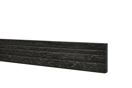 [W32220] Betonplaat dubbelzijdig rotsmotief 36 x 3,5 x 184 cm, antraciet gecoat.