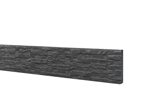 [W13266] Betonplaat dubbelzijdig leisteenmotief 36 x 3,5 x 184 cm, antraciet ongecoat.