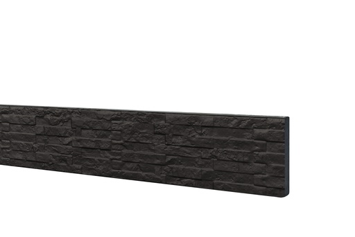 [W32225] Betonplaat dubbelzijdig leisteenmotief 36 x 3,5 x 184 cm, antraciet gecoat.