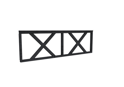 [W53571] Hekwerk met kruis douglas type B, 228,5 x 73 cm, zwart geïmpregneerd.