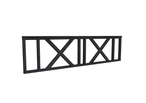 [W53576] Hekwerk met kruis douglas type C, 278,5 x 73 cm, zwart geïmpregneerd.