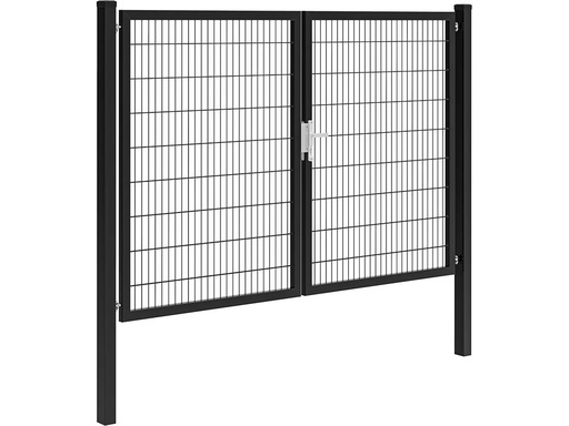 [1052657] Hillfence metalen dubbele poort Premium-line inclusief slot, 300 x 180 cm, zwart.