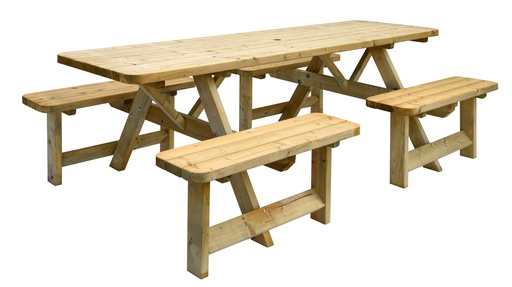 [W11032] Picknicktafel Family, bladmaat 70 x 240 cm, groen geïmpregneerd.