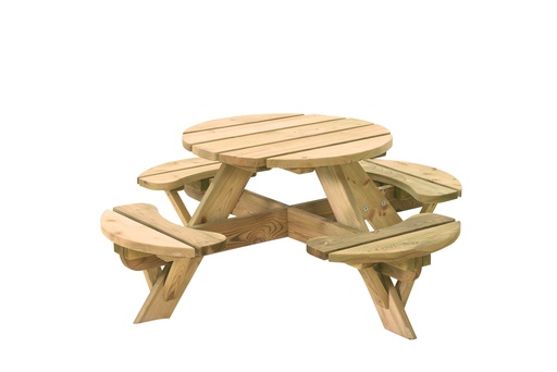 [W11012] Kinderpicknicktafel rond Jimmy, doorsnede blad 63 cm, groen geïmpregneerd.