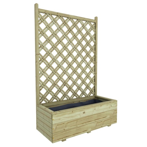 [1003339] Bloembak met dubbele rechttrellis 140 x 90 x 40 cm (HxBxD), groen geïmpregneerd.