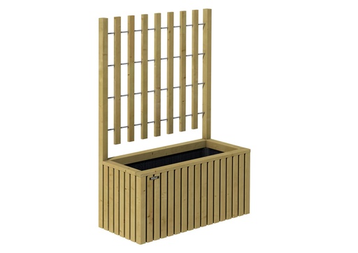 [1063081] Trellis bloembak Elan 130 Excellent, 89 x 42 x 42 cm hoogte 130 cm, groen geïmpregneerd.