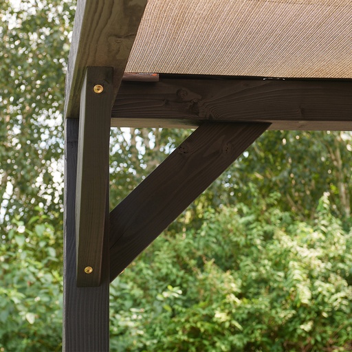 [1050426] Vuren pergola houtpakket 300 x 400 cm t.b.v. strakdoek 292 x 392 cm, zwart gedompeld.