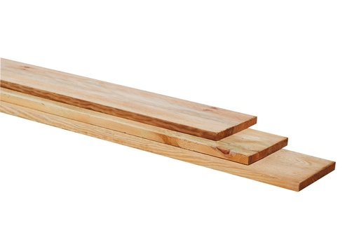 [W06129] Grenen geschaafde plank 1,7 x 14 x 400 cm, groen geïmpregneerd.