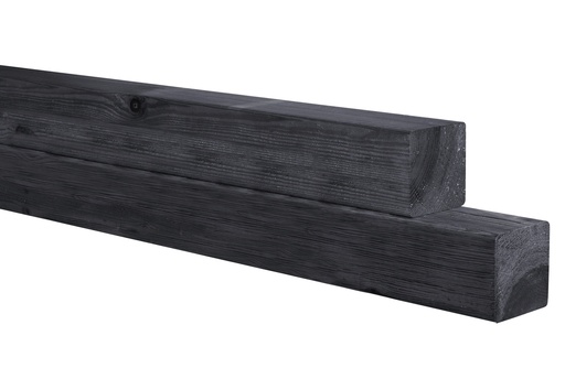 [W08095] Grenen geschaafde paal 8,8 x 8,8 x 270 cm, zonder diamantkop, geïmpregneerd en zwart gedompeld.