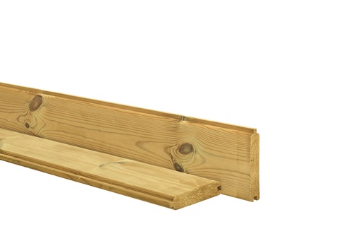 [W06170] Grenen profielplank 2,8 x 14,5 x 240 cm, groen geïmpregneerd.