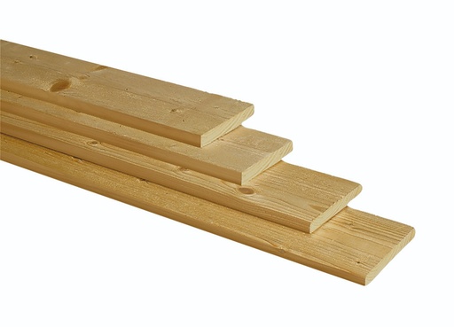 [1010261] Midden-Europees vuren geschaafde plank 1,8 x 14,5 x 400 cm, groen geïmpregneerd.
