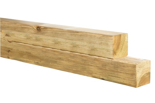 [1064299] Midden-Europees vuren geschaafde paal 14 x 14 x 500 cm, groen geïmpregneerd.