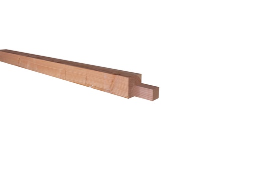 [W46055] Douglas geschaafde hoekstaander met inkeping t.b.v. zelfbouw 14 x 14 x 240 cm, onbehandeld.