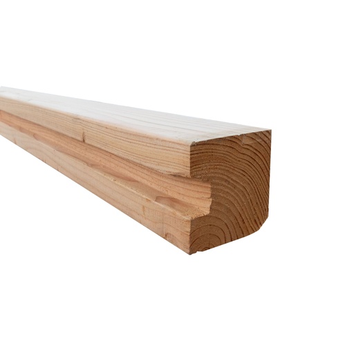 [WA00903] Douglas sleufpaal 9,5 x 9,5 x 300 cm, t.b.v. 28 mm profielplanken, eindpaal, onbehandeld.