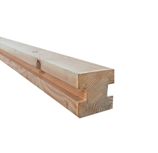 [WA00905] Douglas sleufpaal 9,5 x 9,5 x 300 cm, t.b.v. 28 mm profielplanken, tussenpaal, onbehandeld.