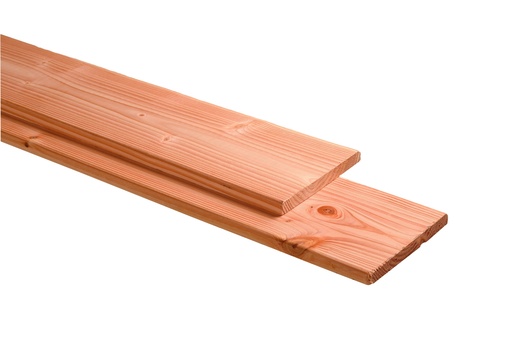 [W50839] Douglas plank 1 zijde geschaafd, 1 zijde fijnbezaagd 2,8 x 24,5 x 400 cm, kleurloos geïmpregneerd.