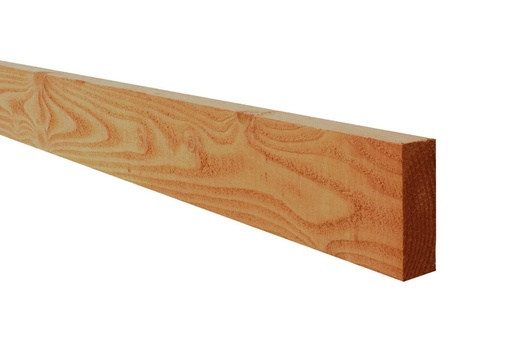 [W44436] Douglas fijnbezaagde gording 5,0 x 15,0 x 500 cm, groen geïmpregneerd.