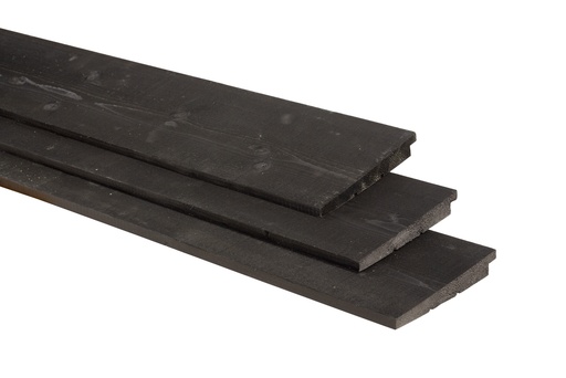 [1040370] Vuren Zweeds rabat 1 zijde geschaafd, 1 zijde fijnbezaagd, 1,1-2,7 x 19,5 x 300 cm, zwart gedompeld.