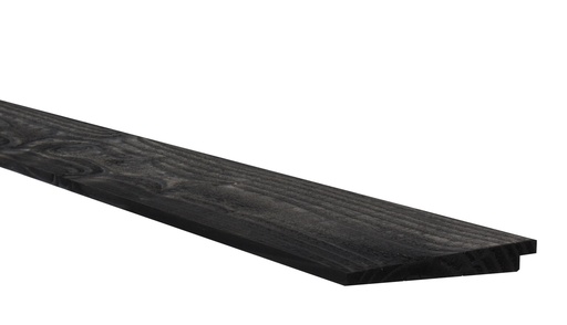 [W46038] Douglas Zweeds rabat 1 zijde geschaafd, 1 zijde fijnbezaagd 1,0-2,1 x 16,5 x 500 cm, zwart gedompeld.