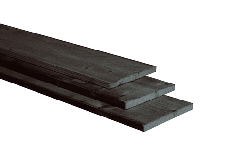 [W40657] Douglas fijnbezaagde plank 2,5 x 25 x 400 cm, zwart gedompeld.