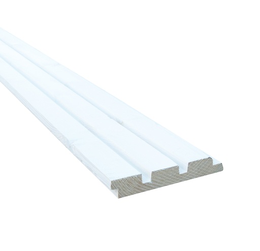 [1060864] Vuren geschaafd triple profiel 2,2 x 14,5 X 300 cm, wit gespoten.